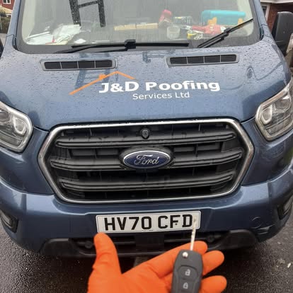 Replacement key fob programmed on-site for a Ford Transit (J&D Roofing fleet)