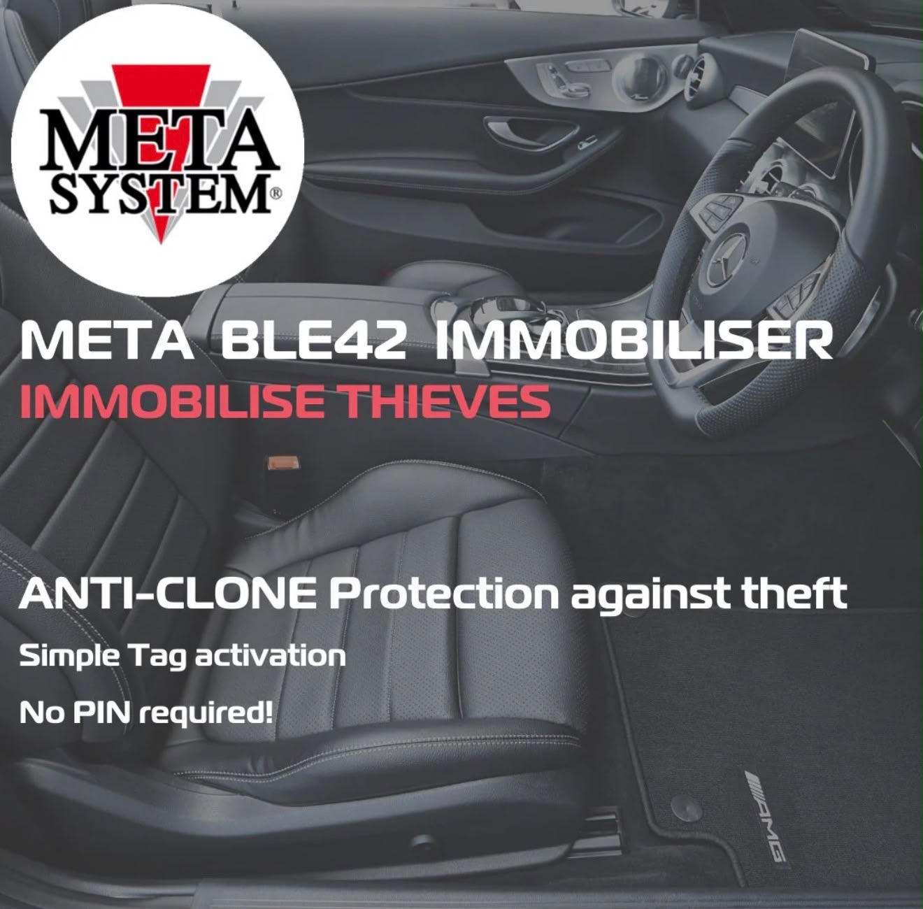 Meta BLE42 immobiliser, anti-clone protection with simple Tag activation, no PIN required